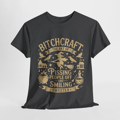 Bitchcraft Witchy Graphic Tee, Humor Shirt, Pagan Apparel, Unisex Cotton Top, Gift for Witches, Halloween T-Shirt, Magickal Wear