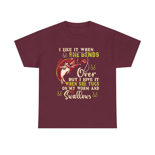 I Like When She Bends Unisex Heavy Cotton Tee