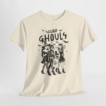 Squad Ghouls Halloween Tee, Unisex Cotton Shirt, Spooky Graphic Tee, Festival Outfits, Halloween Costume Top, Cute Goth Wear