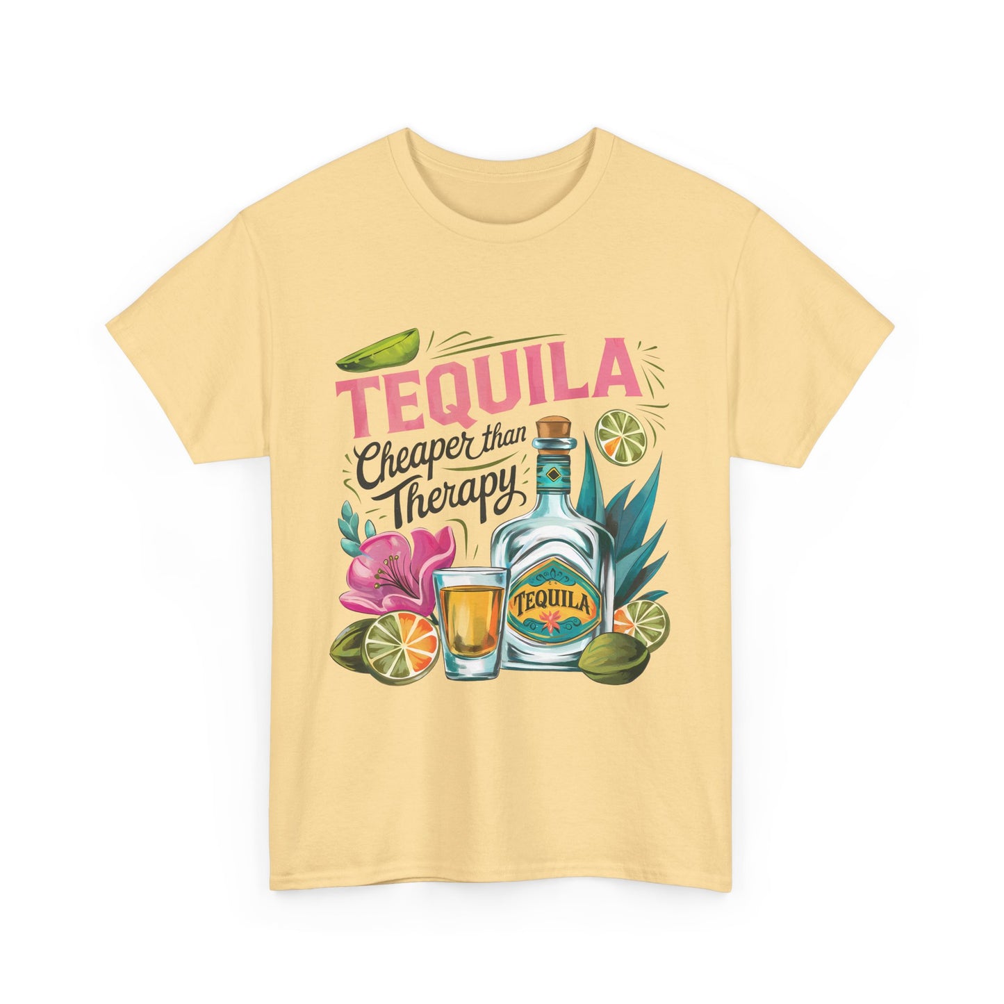 Tequila Cheaper Than Therapy Tee, Fun Party Shirt, Gift for Tequila Lovers, Unisex Cotton T-shirt, Summer Vibes Apparel, Casual Drinking Shirt