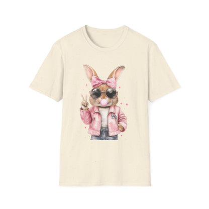 Cool Bunny Unisex Softstyle T-Shirt – Fun Graphic Tee for Kids & Adults