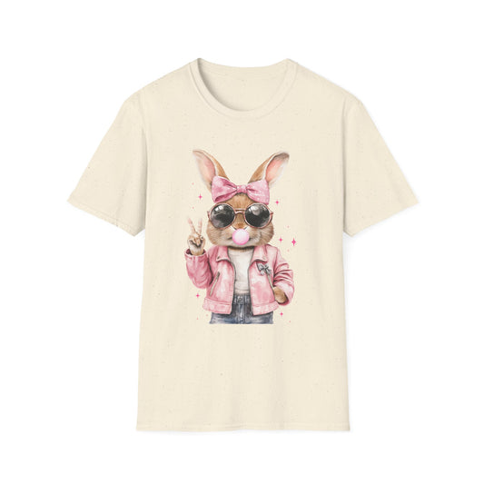 Cool Bunny Unisex Softstyle T-Shirt – Fun Graphic Tee for Kids & Adults