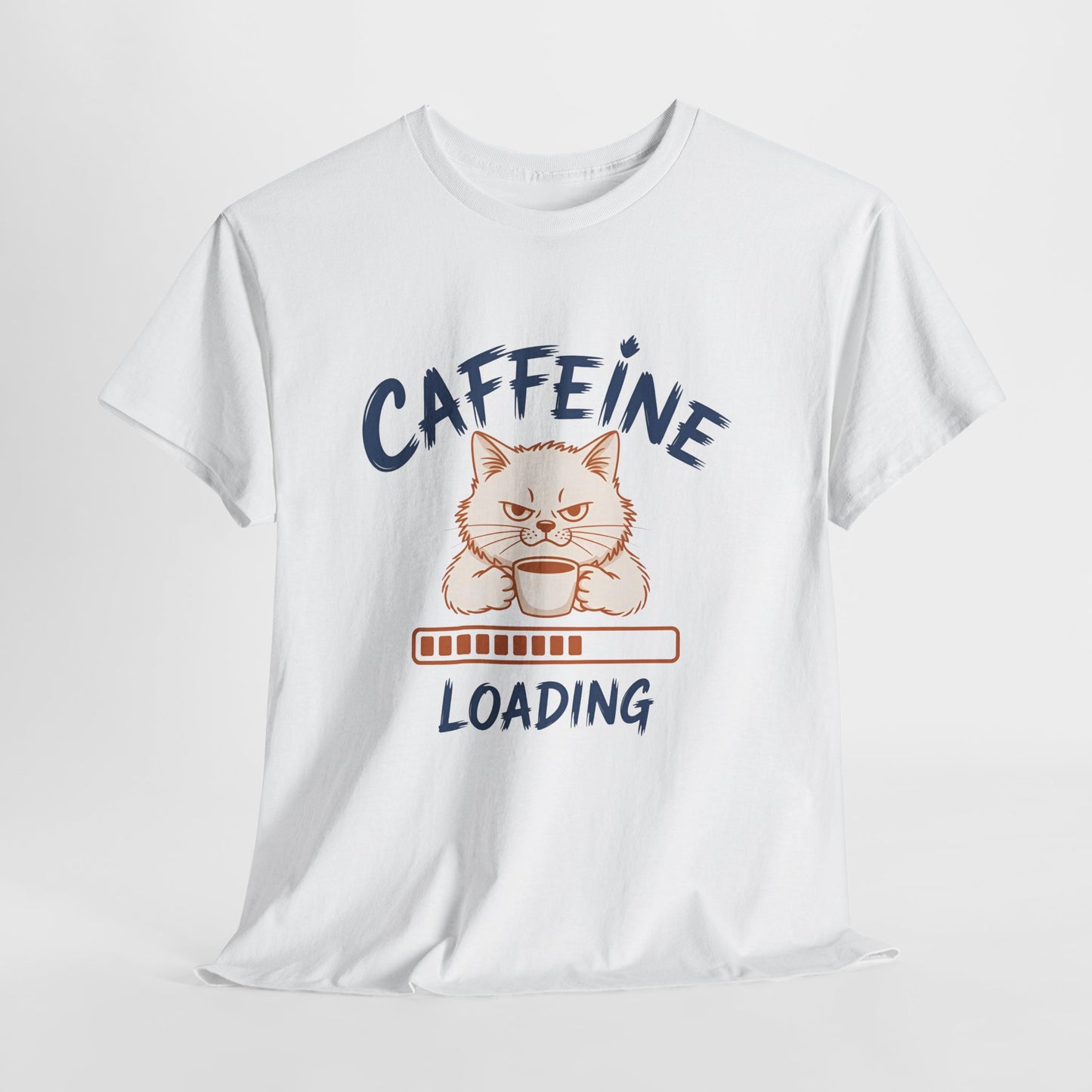 Caffeine Loading Cat T-Shirt — Funny Coffee Lover Tee