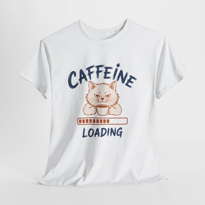 Caffeine Loading Cat T-Shirt — Funny Coffee Lover Tee
