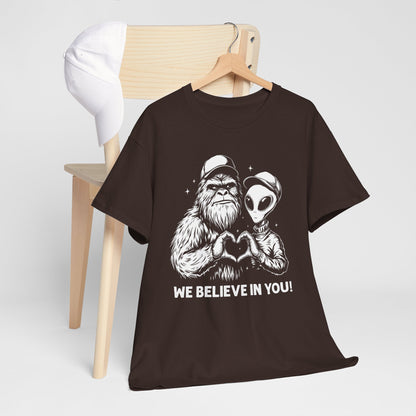 Yeti Alien We Believe In You Unisex Heavy Cotton Tee - Casual Comfort for Everyday Wear