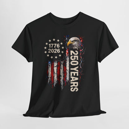 250 Years USA Flag Eagle T‑Shirt — 1776-2026 Patriotic Anniversary Tee