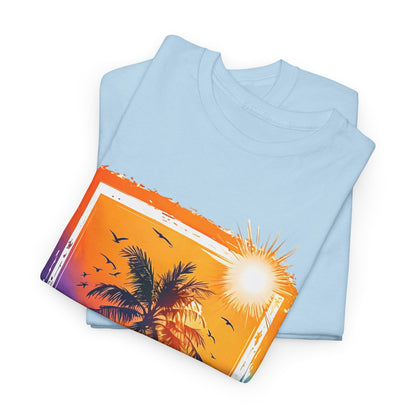 Summer Vibes Unisex Heavy Cotton Tee | Relaxed Fit T-Shirt for Beach Lovers, Vacation Wear, Summer Parties, Gift for Him/Her, Casual Style