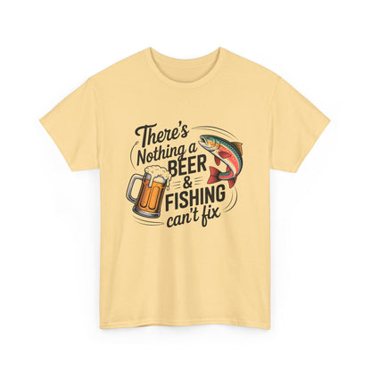There's Nothing a Beer & Fishing Can't Fix Unisex Heavy Cotton Tee Perfect for Fishermen, Outdoor Lovers, Father's Day, Gifts,
