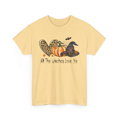 All The Witches Love Me Shirt, Halloween Witch Tee, Unisex Heavy Cotton T-Shirt, Fall Apparel, Fun Halloween Gift
