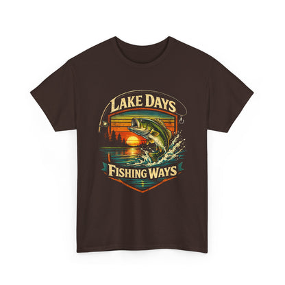 Lake Days Fishing Ways Vintage Bass Graphic Shirt Fishing Tee