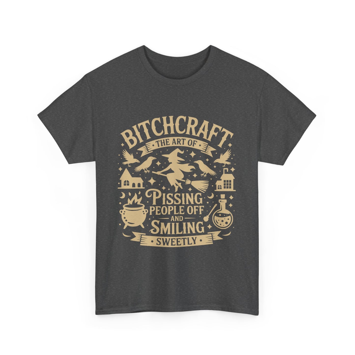 Bitchcraft Witchy Graphic Tee, Humor Shirt, Pagan Apparel, Unisex Cotton Top, Gift for Witches, Halloween T-Shirt, Magickal Wear