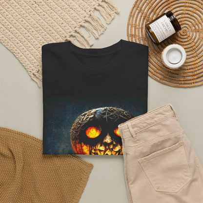 Halloween Pumpkin Skull T-Shirt — Spooky Jack-O'-Lantern Graveyard Tee