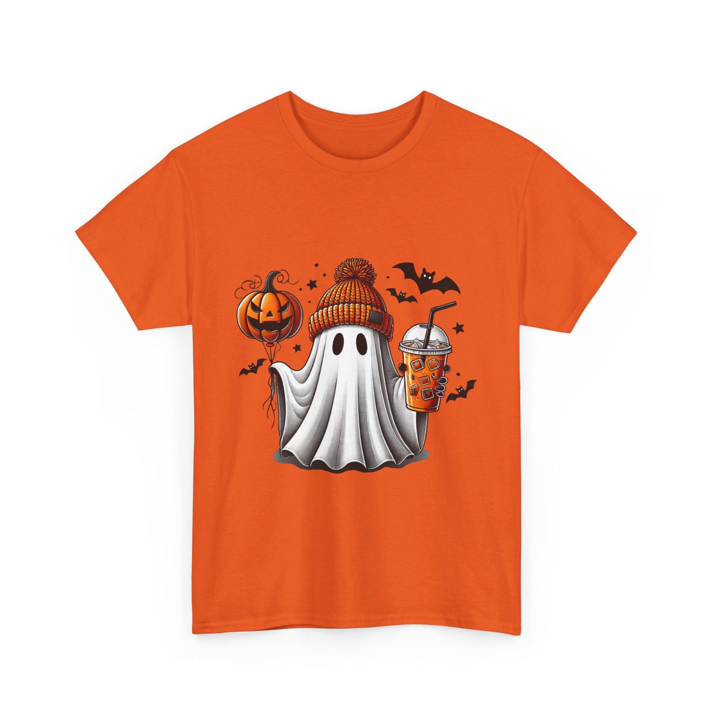 Halloween Coffee Ghost Unisex Heavy Cotton Tee