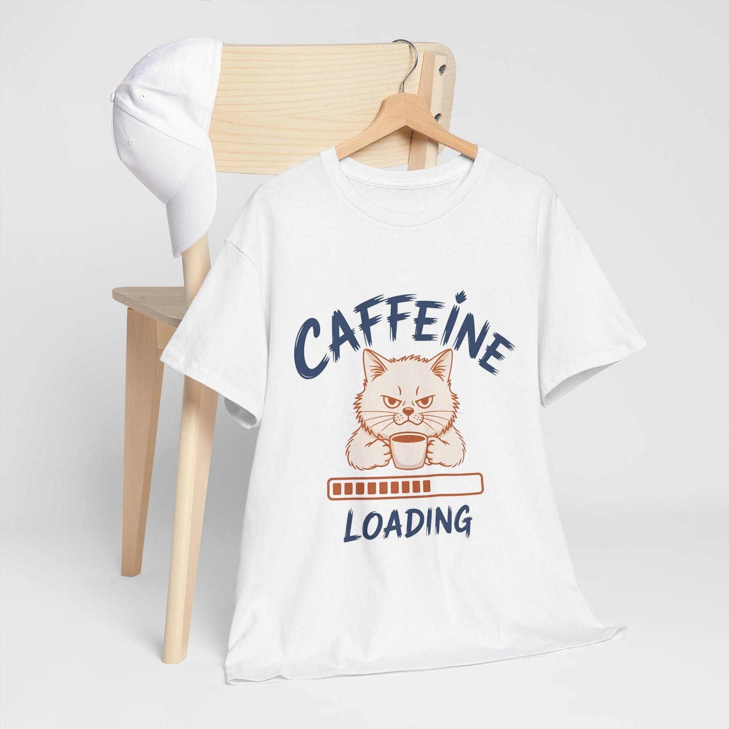 Caffeine Loading Cat T-Shirt — Funny Coffee Lover Tee