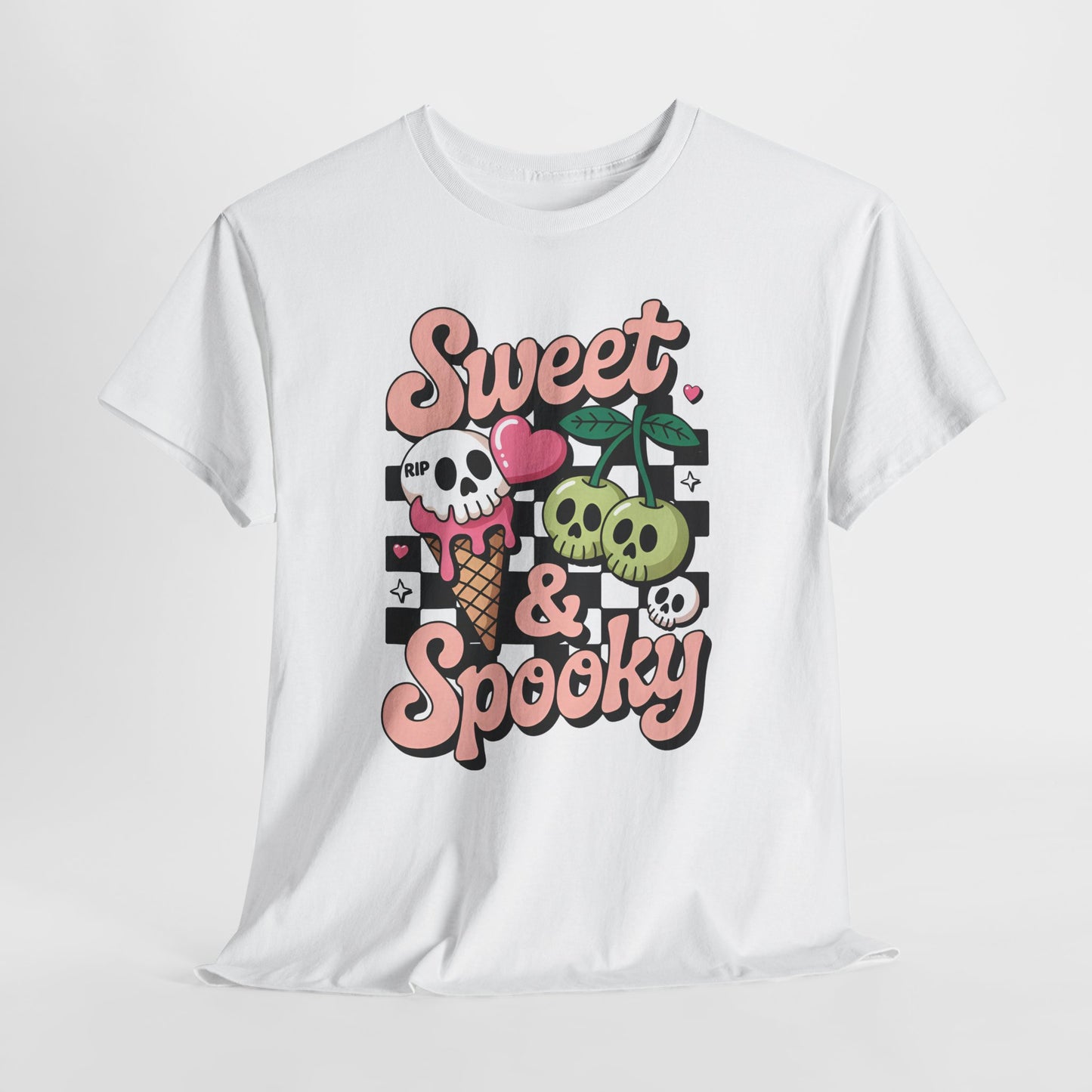Sweet & Spooky Unisex Heavy Cotton Tee - Halloween T-Shirt, Cute Spooky Top, Graphic Tee, Kawaii Halloween Apparel, Gift for Horror Lovers