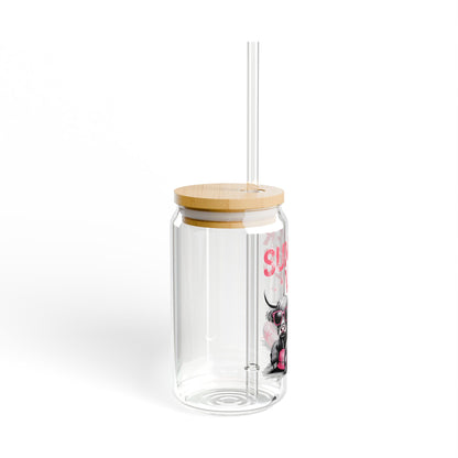 Summer Vibes Sipper Glass - 16oz with Bamboo Lid & Straw