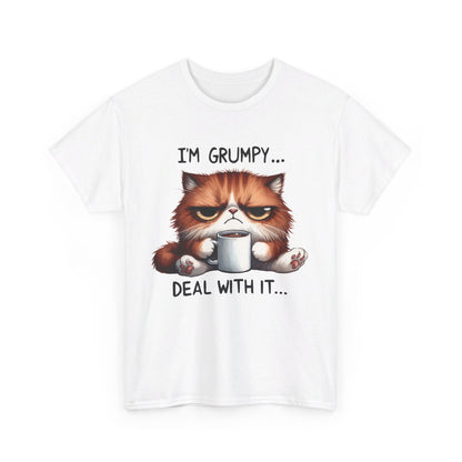 I'm Grumpy Deal With It Cat Unisex Heavy Cotton Tee