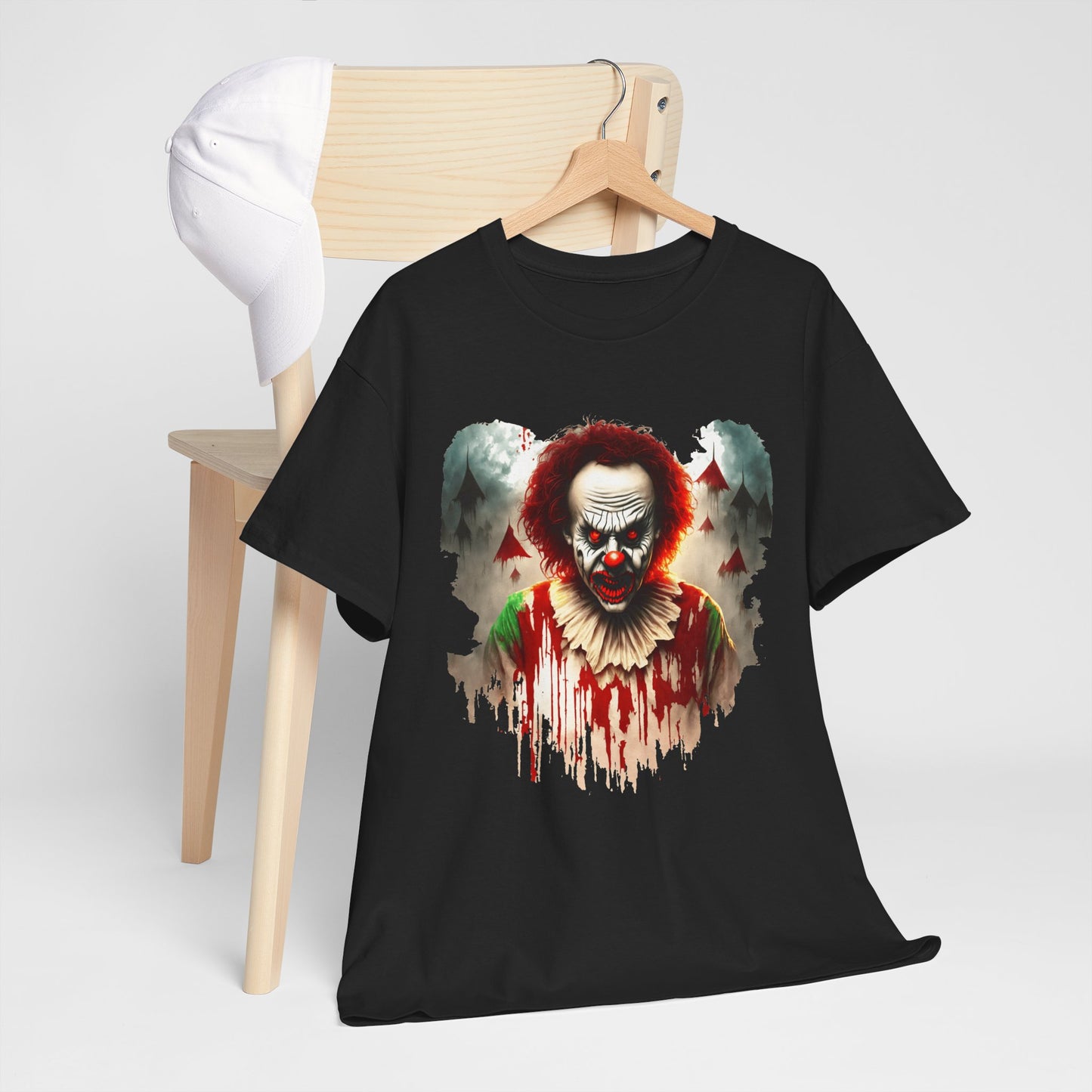 Spooky Clown Tee for Horror Fans, Unisex T-Shirt, Halloween Costume Top, Scary Graphic Shirt, Perfect for Horror Movie Night