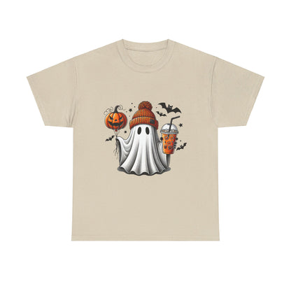 Halloween Coffee Ghost Unisex Heavy Cotton Tee