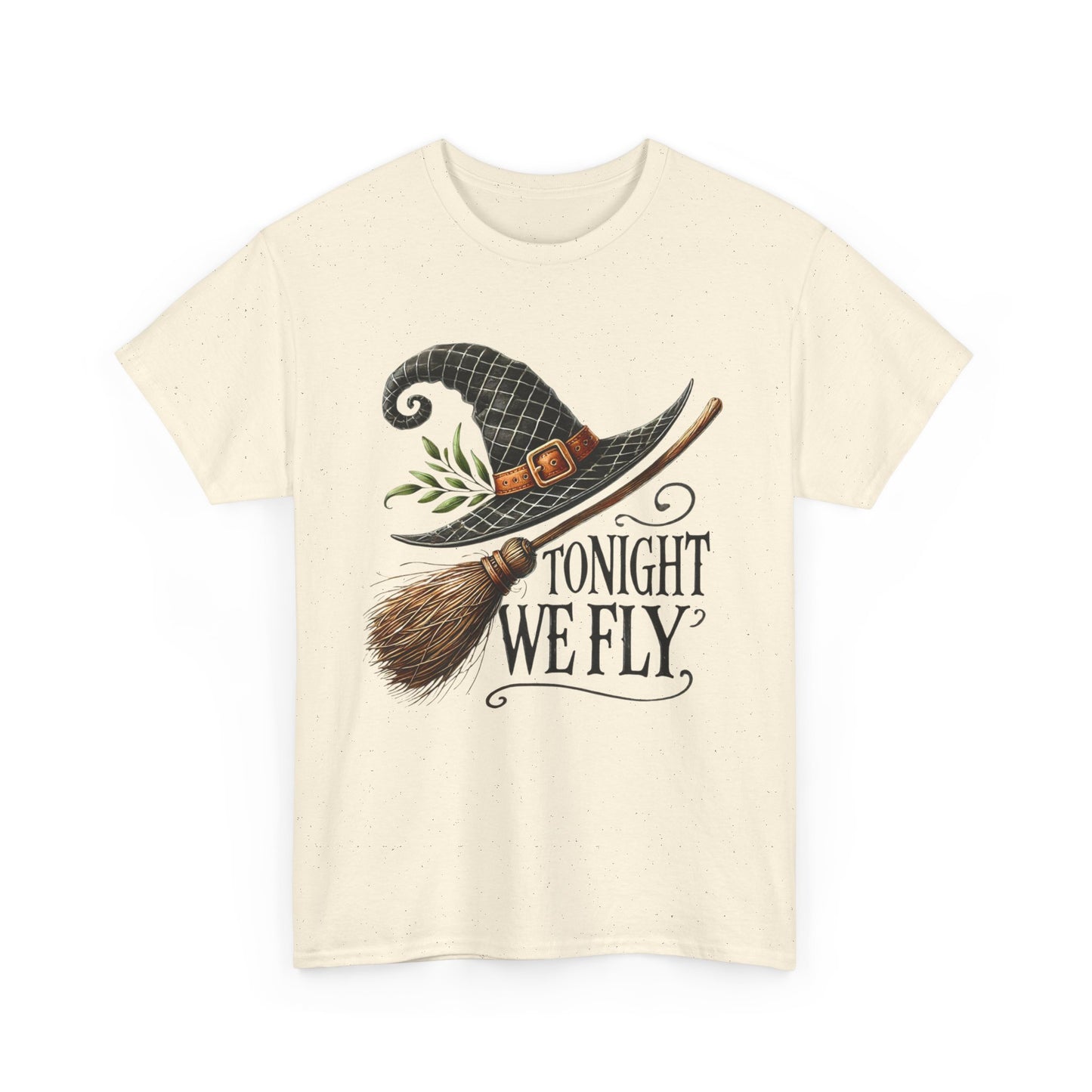 Tonight We Fly Halloween Witch Tee, Unisex Heavy Cotton T-Shirt, Spooky Shirt, Witchy Apparel, Fall Fashion, Tonight We Fly Shirt