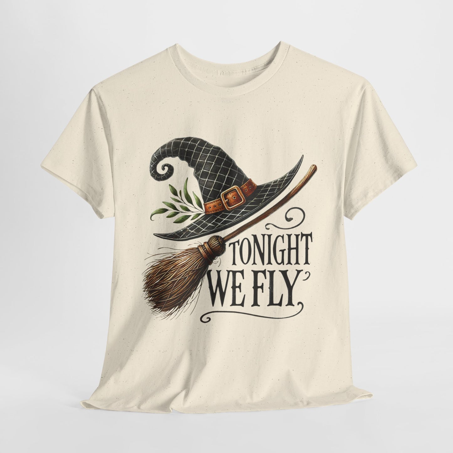 Tonight We Fly Halloween Witch Tee, Unisex Heavy Cotton T-Shirt, Spooky Shirt, Witchy Apparel, Fall Fashion, Tonight We Fly Shirt