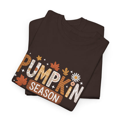 Pumpkin Season Unisex Heavy Cotton Tee | Fall Apparel, Halloween Outfit, Cozy Autumn Shirt, Gifts for Pumpkin Lovers, Seasonal Collection