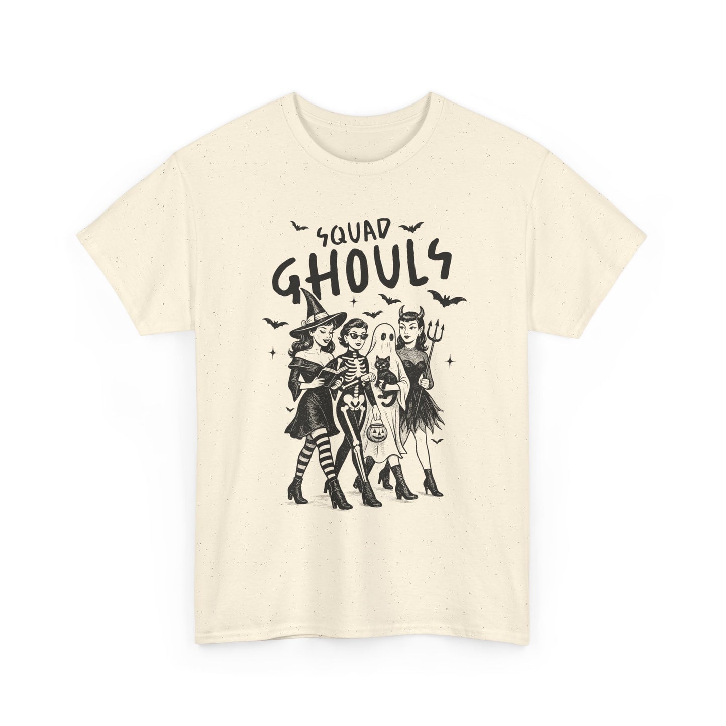 Squad Ghouls Halloween Tee, Unisex Cotton Shirt, Spooky Graphic Tee, Festival Outfits, Halloween Costume Top, Cute Goth Wear