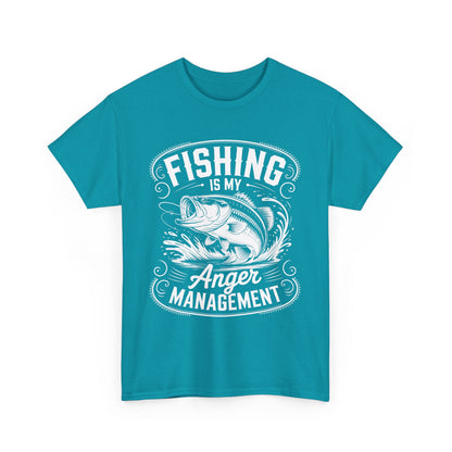 Fishing Is My Anger Management Fishing Humor Tee, Comfort Tee for Anglers, Funny Fishing Shirt, Gift for Fishermen, Casual Wear for Outdoor Lovers