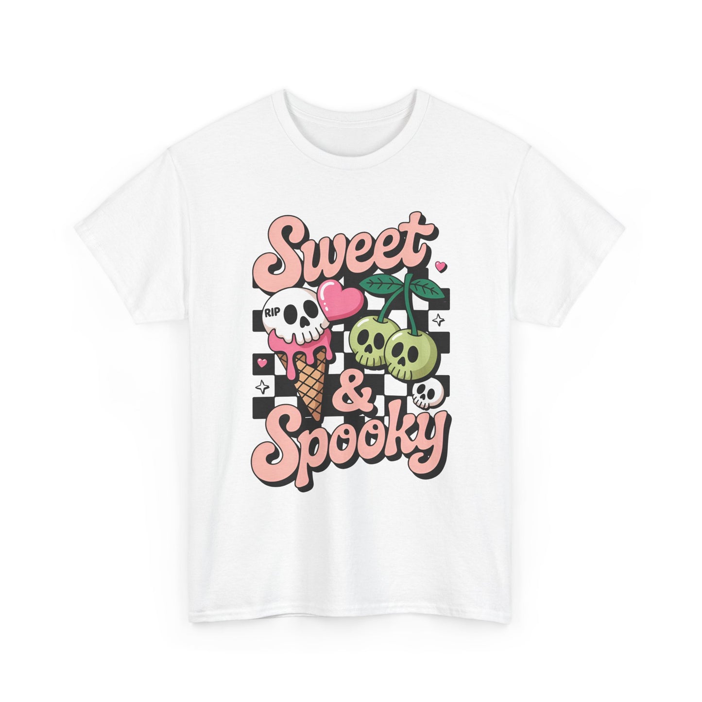 Sweet & Spooky Unisex Heavy Cotton Tee - Halloween T-Shirt, Cute Spooky Top, Graphic Tee, Kawaii Halloween Apparel, Gift for Horror Lovers