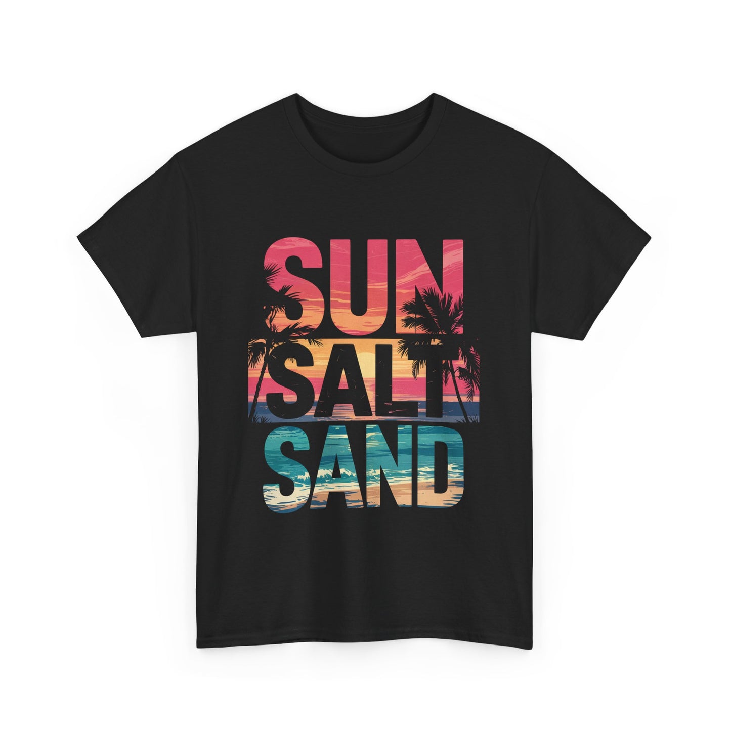 Sun Salt Sand Beach Vibes Unisex Heavy Cotton Tee, Summer T-Shirt, Gift for Beach Lovers, Vacation Apparel, Fun Beachwear