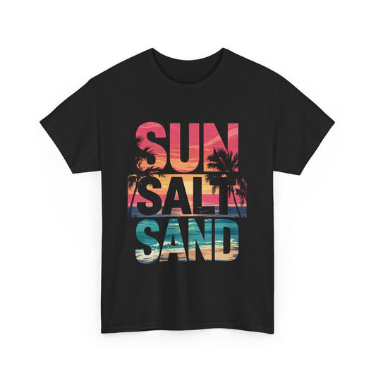 Sun Salt Sand Beach Vibes Unisex Heavy Cotton Tee, Summer T-Shirt, Gift for Beach Lovers, Vacation Apparel, Fun Beachwear