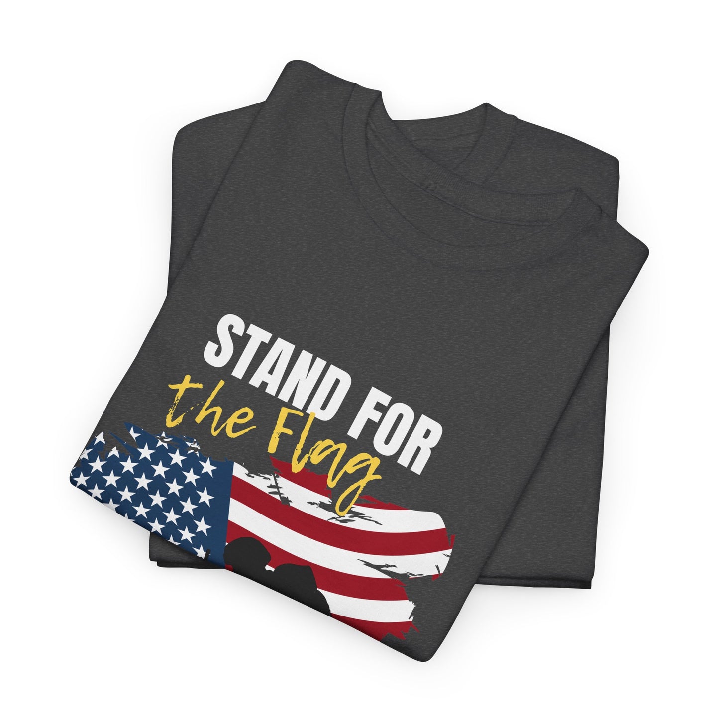 Stand for the Flag, Kneel for the Fallen Patriotic Unisex Heavy Cotton Tee