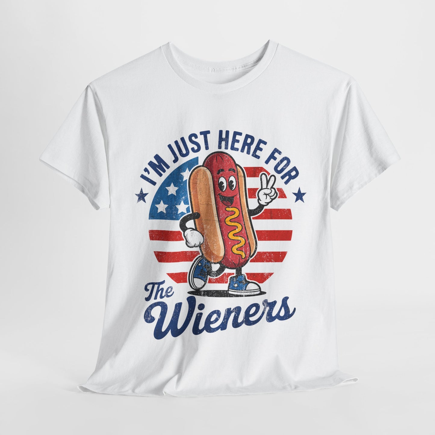 I'm Just Here For The Wieners Patriotic Humor Tee, Funny T-Shirt, BBQ Lover Gift, Summer Fun Shirt, Hot Dog Graphic Tee, 4th of July Celebration Apparel