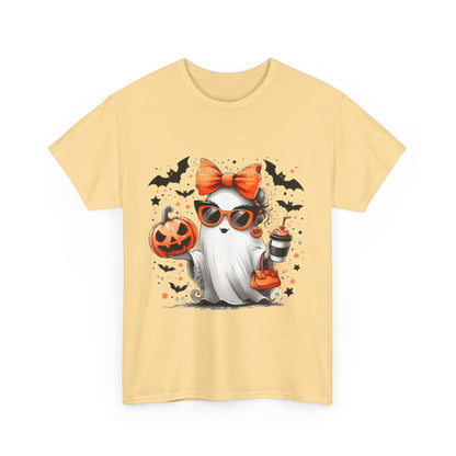 Halloween Cute Coffee Ghost Unisex Heavy Cotton Tee