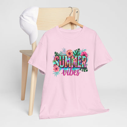 Summer Vibes Unisex Tee, Casual T-Shirt for Beach Days, Summer Outfits, Gift for Friends, Vacation Wear, Floral Graphic Shirt