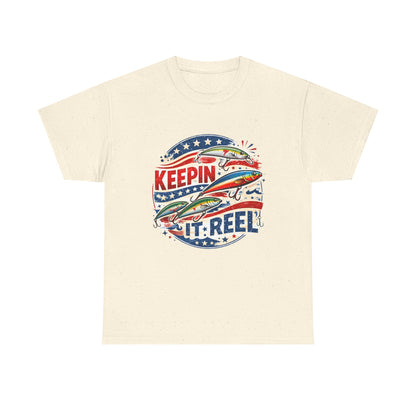 Fishing T‑Shirt — "Keepin' It Reel" Patriotic Bass Graphic Tee