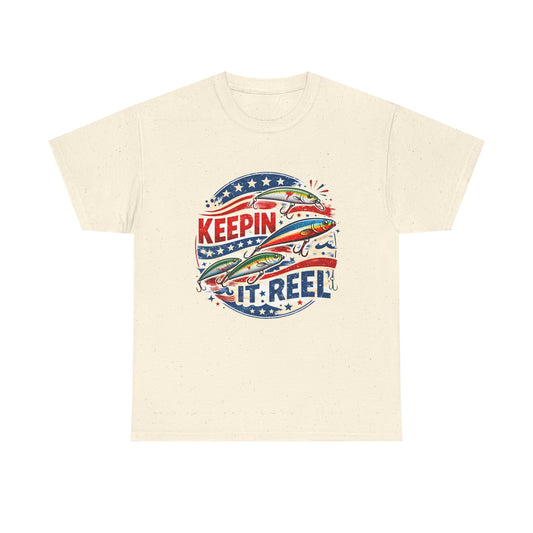 Fishing T‑Shirt — "Keepin' It Reel" Patriotic Bass Graphic Tee