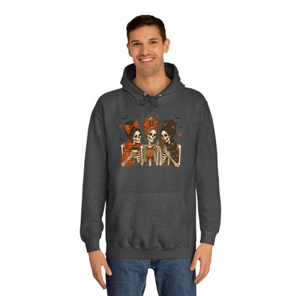 Skeleton Trio Hoodie — Vintage Day of the Dead Friends Halloween Sweatshirt