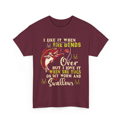 I Like When She Bends Unisex Heavy Cotton Tee