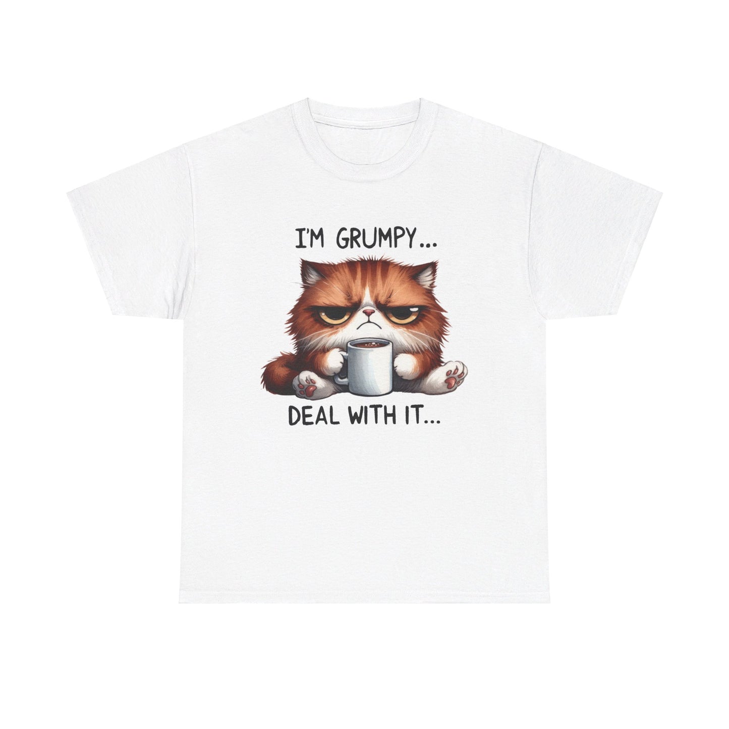 I'm Grumpy Deal With It Cat Unisex Heavy Cotton Tee