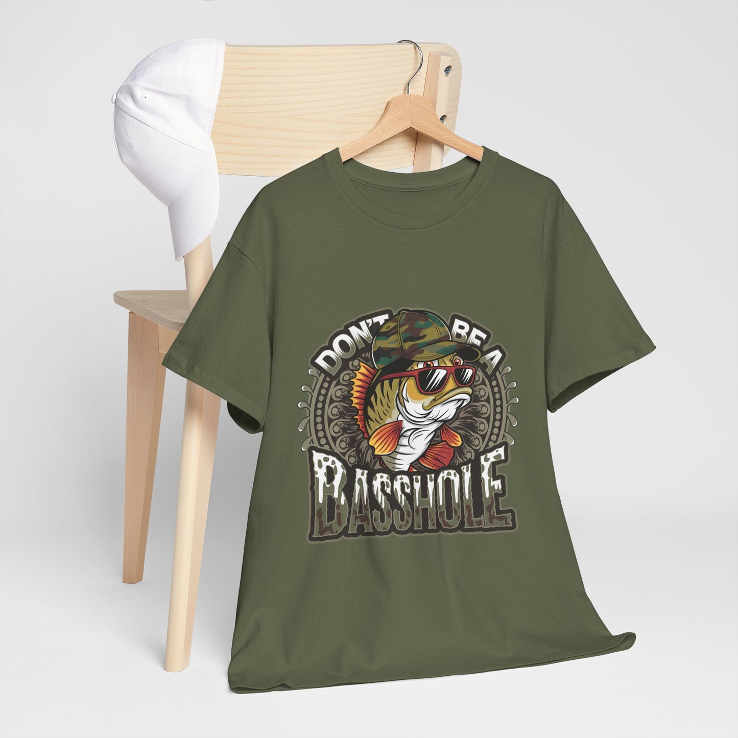 Don't Be a Basshole Unisex Heavy Cotton Tee, Funny Fishing Shirt, Gift for Anglers, Casual Wear, Father's Day Gift