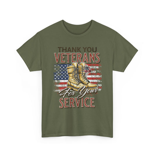 "Thank You Veterans For Your Service" Veterans Thank You T-Shirt Patriotic Boots Tee