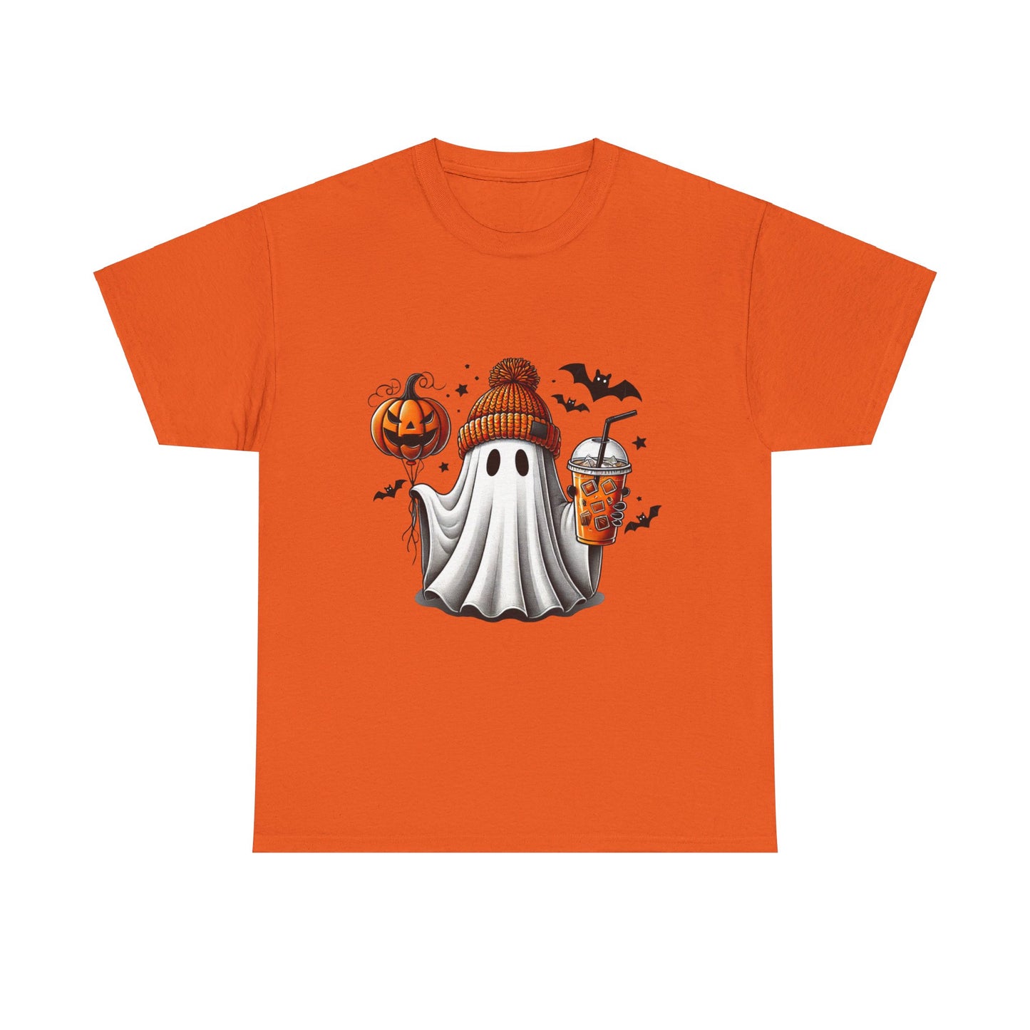 Halloween Coffee Ghost Unisex Heavy Cotton Tee