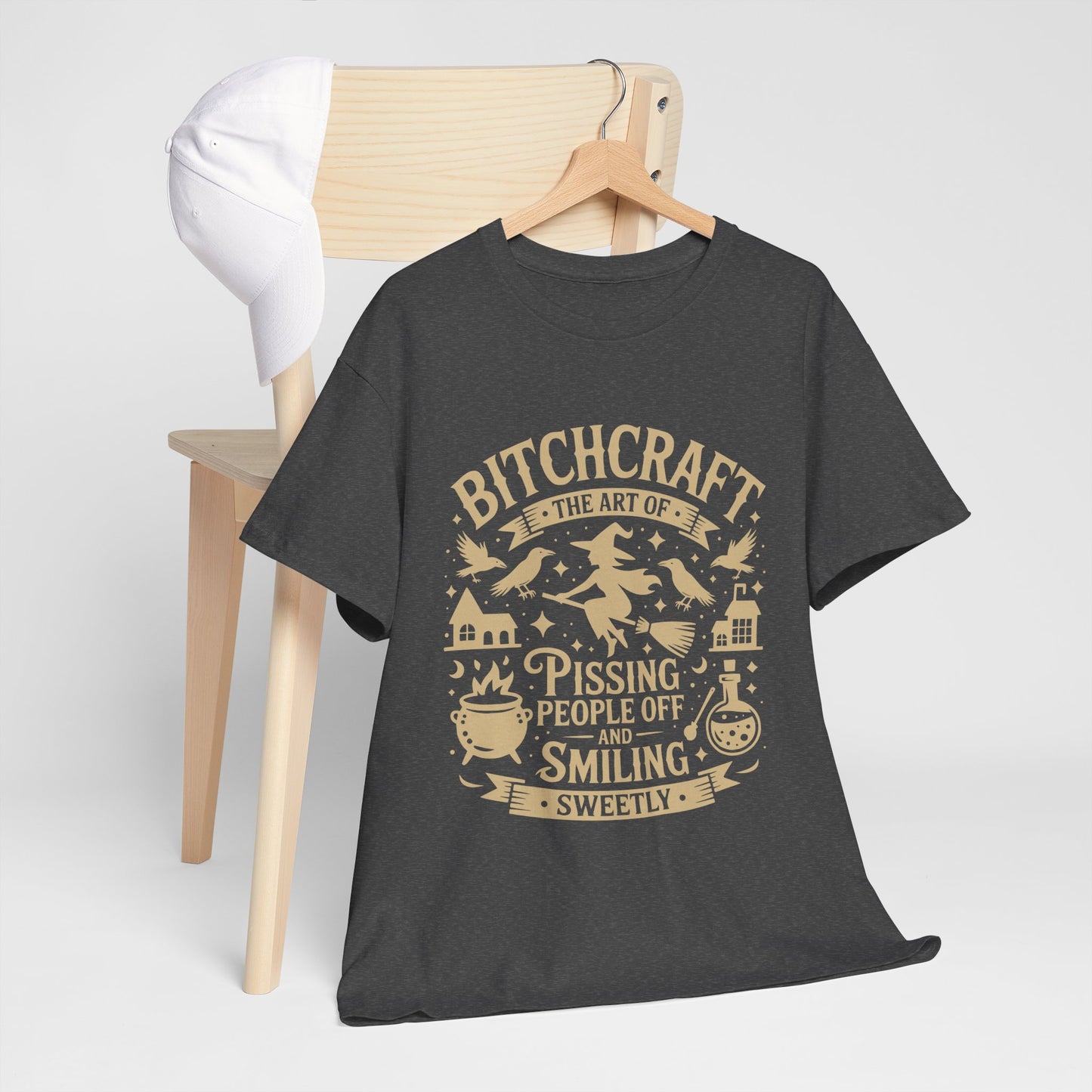 Bitchcraft Witchy Graphic Tee, Humor Shirt, Pagan Apparel, Unisex Cotton Top, Gift for Witches, Halloween T-Shirt, Magickal Wear