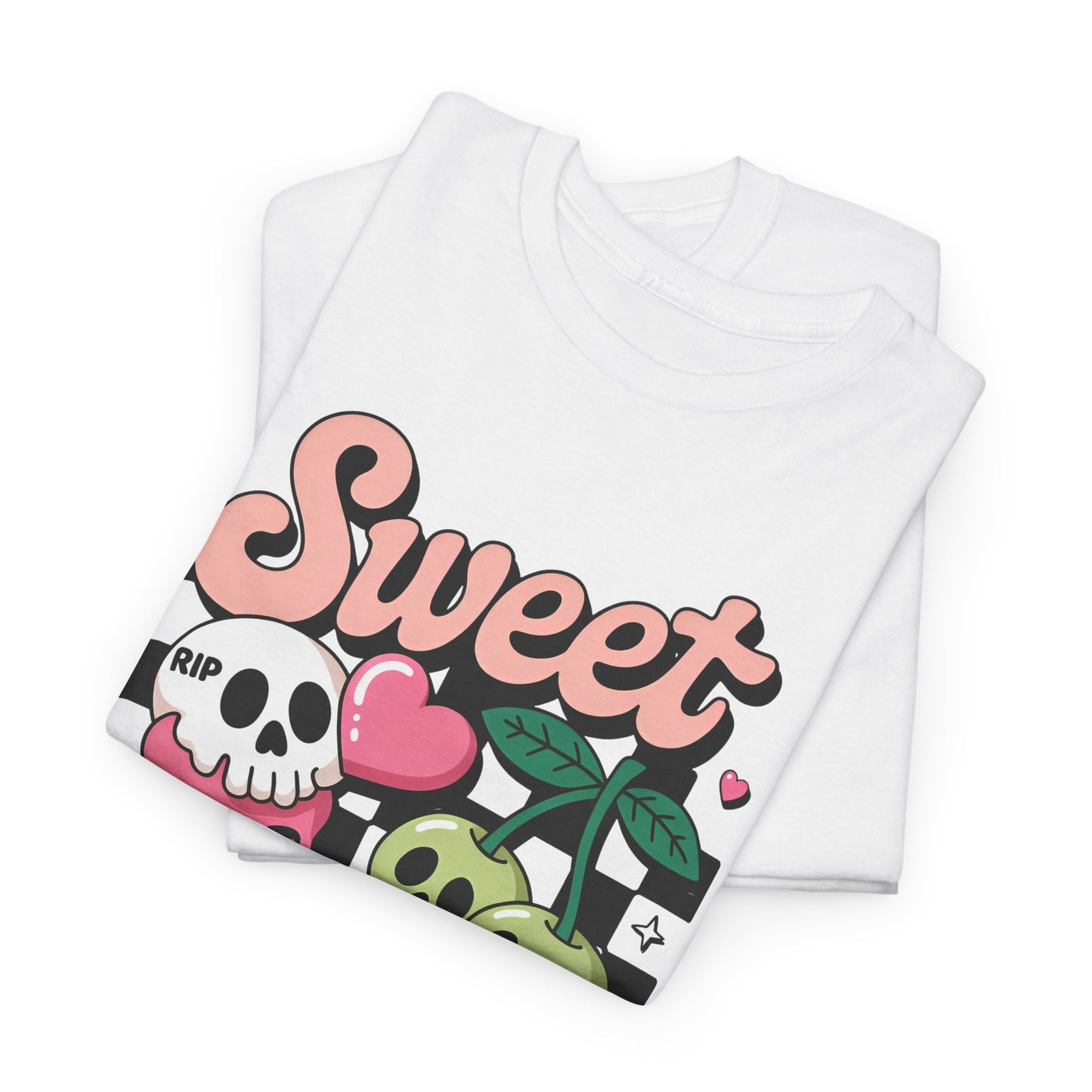 Sweet & Spooky Unisex Heavy Cotton Tee - Halloween T-Shirt, Cute Spooky Top, Graphic Tee, Kawaii Halloween Apparel, Gift for Horror Lovers