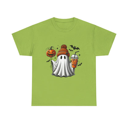 Halloween Coffee Ghost Unisex Heavy Cotton Tee