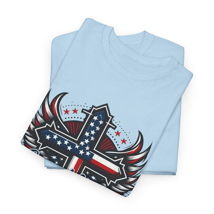 One Nation Under God Patriotic Faith Tee, Unisex Heavy Cotton Tee, Christian Apparel, Memorial Day Shirt, Independence Day Clothing, Gift for Believers