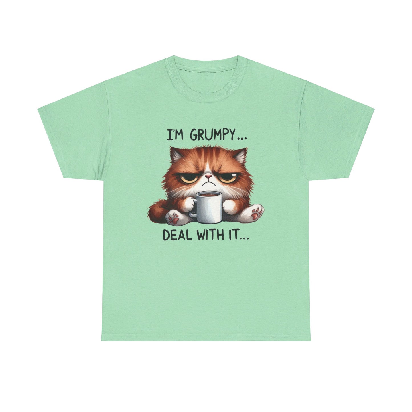 I'm Grumpy Deal With It Cat Unisex Heavy Cotton Tee