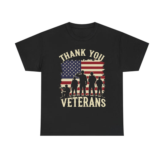Thank You Veterans T-Shirt — American Flag Military Tribute Tee for Veterans Day & Patriotic Support