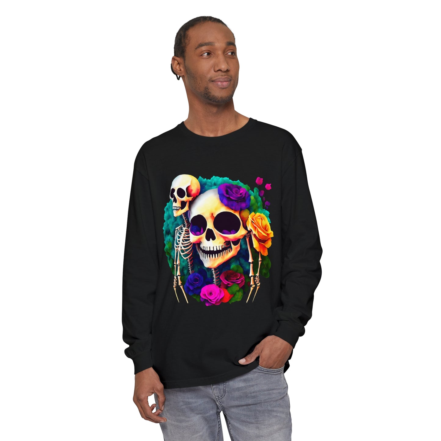 Skeleton Flower Art Long Sleeve T-Shirt